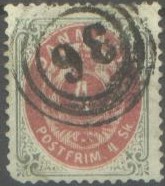 4 s grey and red, cancelled '36'