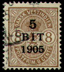 '5 BIT 1905' on 8 c brown