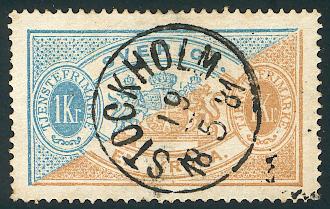 1 Kr blue and brown