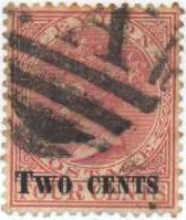 'TWO CENTS' on 4 c red