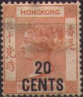 '20 CENTS' on 30 c red