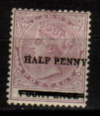 'HALF PENNY' on 4 p lilac and black