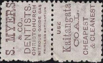 Backside of two 1 p red stamps