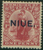 1 p red, Dominion of New Zealand