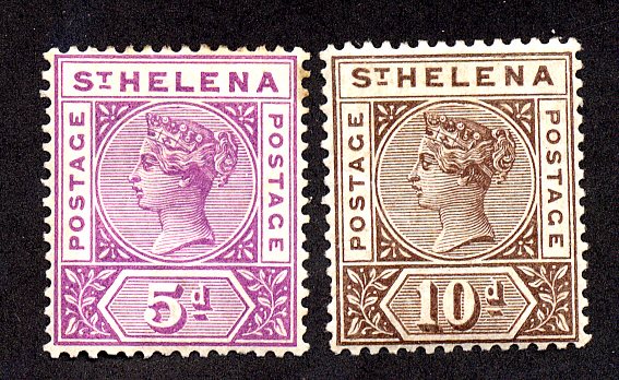5 p lilac and 10 p brown