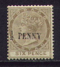 '1/2 PENNY' on 6 p brown