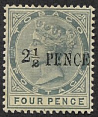 '2 1/2 PENCE' on 4 p grey