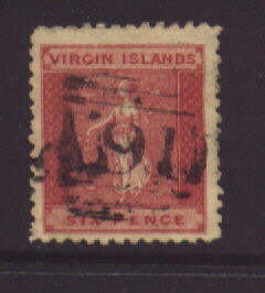 6 p red, "A91" cancellation