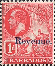 1 p with blue 'Revenue' overprint