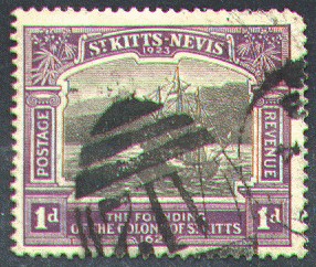 1 p violet and black, 'A 12' cancel