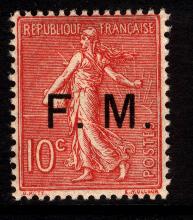 F.M. 10 c red, with lines