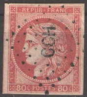 80 c red 'CCH' (Cochin China) cancel