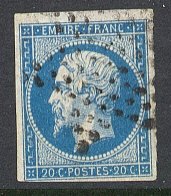 20 c imperforated, typical cancellation: Star