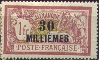 '30 MILLIEMES' on 1 Fr red and green