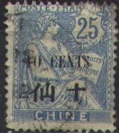 10 c on 25 c blue (first type)