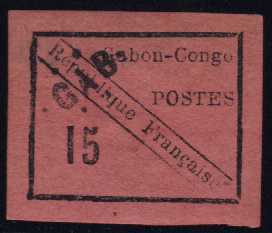 15 c black on pink, I don't know if this stamp is genuine