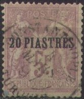 '20 PIASTRES' on 5 F lilac, used in Constantinopel (Turkey)