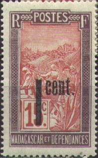 1 cent on 15 c lilac and red