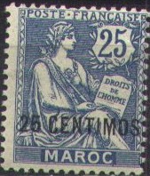 '25 CENTIMOS' on 25 c blue