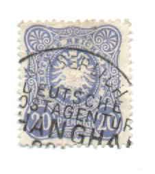 20 p stamp of Germany used in Shanghai