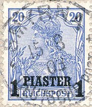 1 Pi on 20 p blue, type II