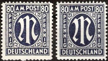 Left 'Thobe forgery'; right genuine stamp