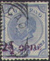 '2 1/2 cent' on 10 c blue