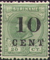 '10 CENT' on 20 c green