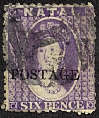 "POSTAGE" 6 p violet