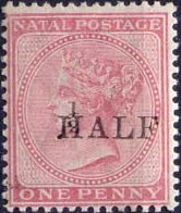 '1/2 HALF' on 1 p red