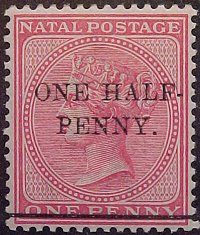 'ONE HALF PENNY.' on 1 p red