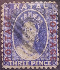 3 p blue (red overprint)