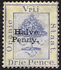 "Halve Penny" on 3 p blue "MISPRINT"