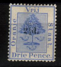 '2 1/2 d.' on 3 p blue