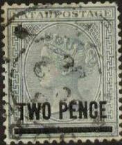 'TWO PENCE' on 3 p grey