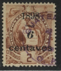 6 c on 2 c brown (black overprint)