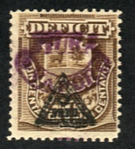 Postage due stamp, 'DEFICIT', overprinted 'PIURA'