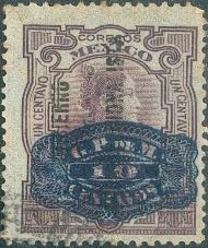 10 c on 1 c with additional 'GOBIERNO CONSTITUTIONALISTA' overprint