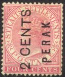 '2 CENTS PERAK' on 4 c red