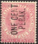 'ONE CENT PERAK' on 2 c red