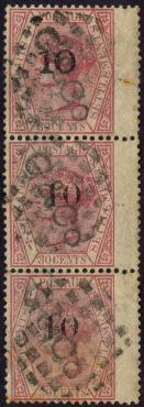 '10' on 30 c lilac (upper stamp other type in '10')