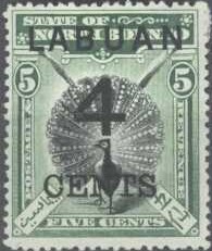 '4 CENTS' on 5 c green and black