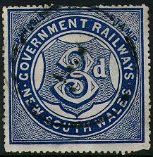 Government Railways, Parcels stamp, 3 p blue