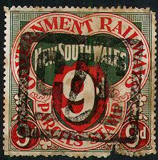 Government Railways, Parcels stamp, 9 p green and red