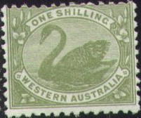 1 Sh green, 'Western Australia' at the bottom