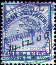 6 p blue, new type 1886, with fiscal cancel?